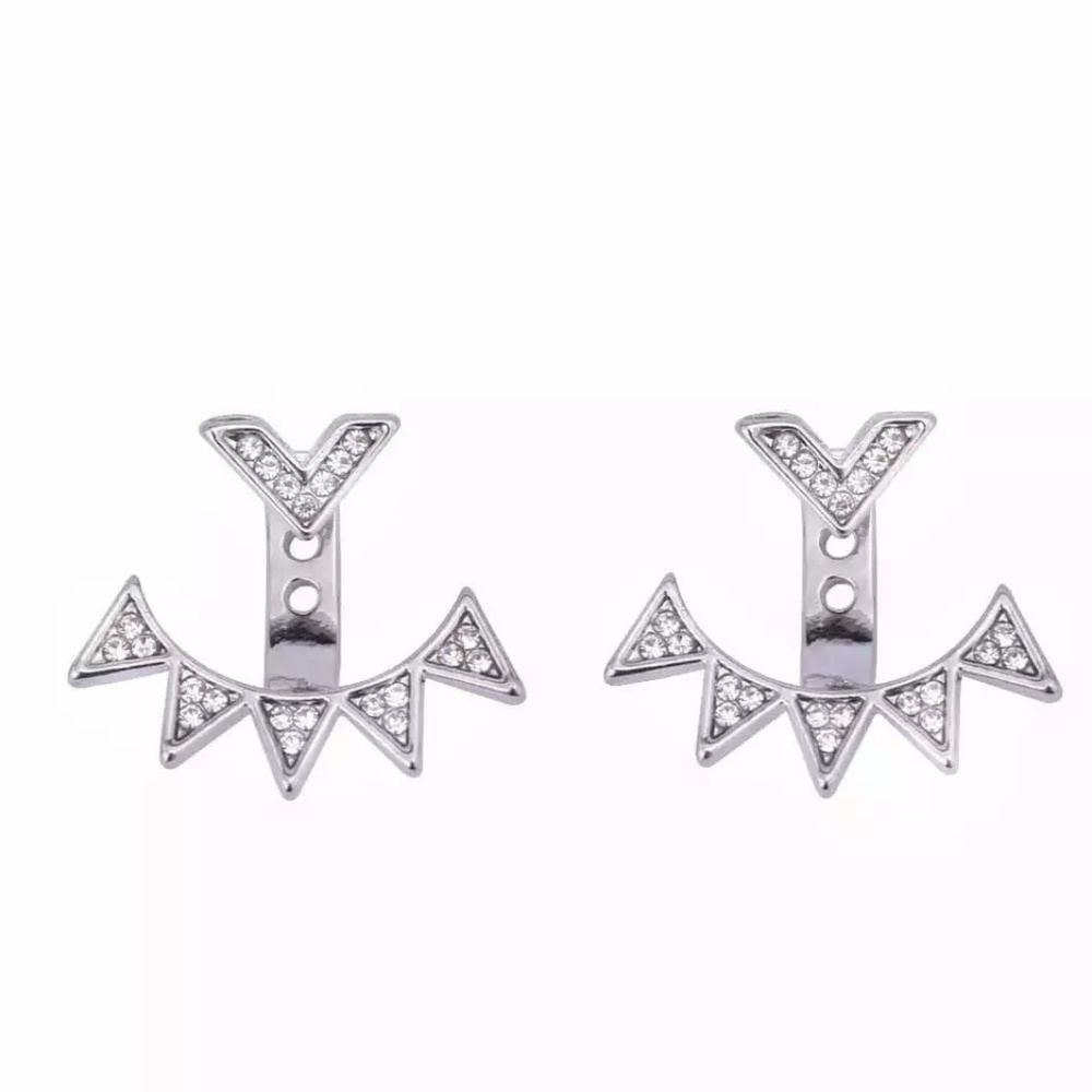 5 for $25 Double Sided Crystal Stud Earrings - Picture 2 of 5